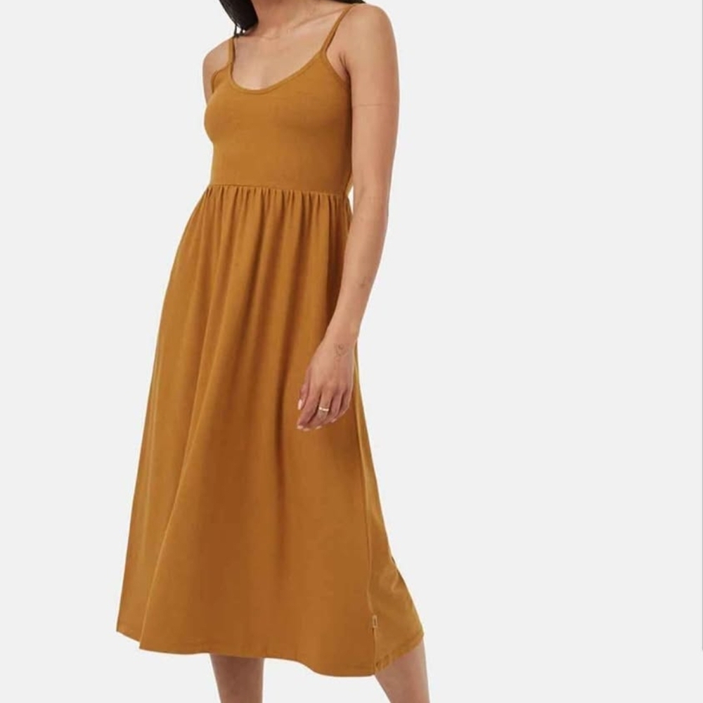 SOLDdiscontinued Elegant Organic Cotton Stretch Soft Mustard Tentree Dress